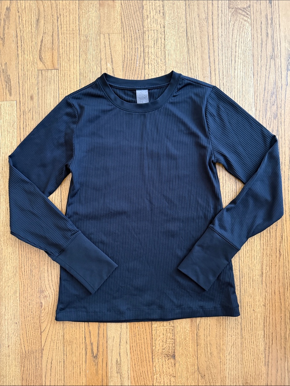 CALIA by Carrie Underwood Black Ribbed Long Sleeve Performance Top Size Large
